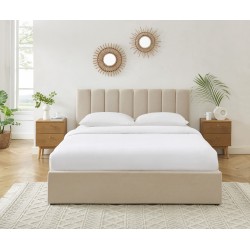 Lit coffre MARIUS tissu beige 160x200 sommier inclus