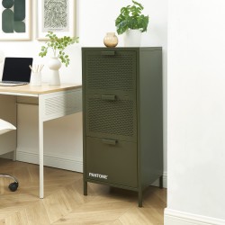 Caisson de bureau PANTONE métal vert olive 3 tiroirs h105cm