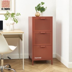 Caisson de bureau PANTONE métal terracotta 3 tiroirs h105cm