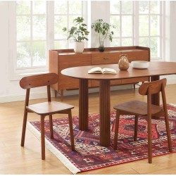 Lot de 2 chaises CELESTE chêne massif couleur noyer  et pieds en placage chêne