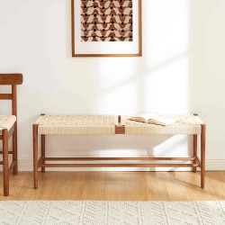 Banc MOTTO en chêne massif, couleur noyer et corde 120cm