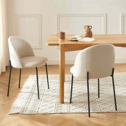 Lot de 2 chaises ABBY  tissu beige pieds en métal noir